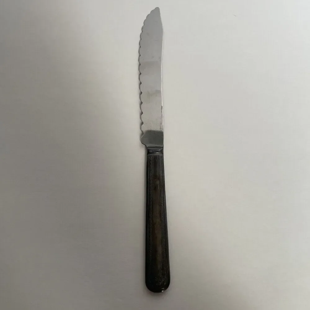 WM A ROGERS BERKELEY SILVERPLATE SERRATED WEDDING CAKE KNIFE MONOGRAM ENGRAVE N